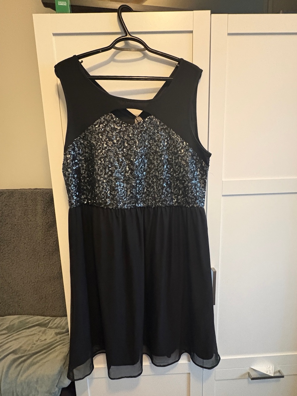 Penningtons Black Sequin Bodice Party Dress 1-2X